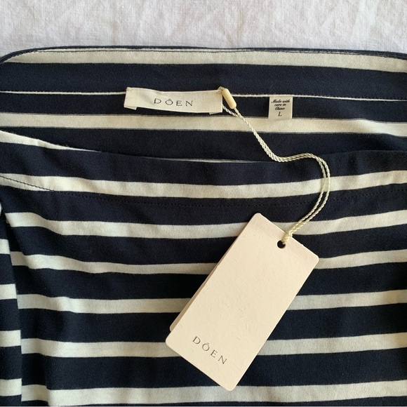 NWT Doen Irene Cotton Striped Boat Bateau Neck Long Sleeve Top Breton Stripe - Picture 7 of 11